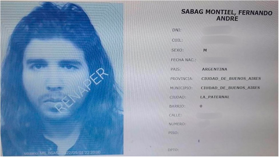 Ficha de identidad del sospechoso Fernando Sabag Montiel