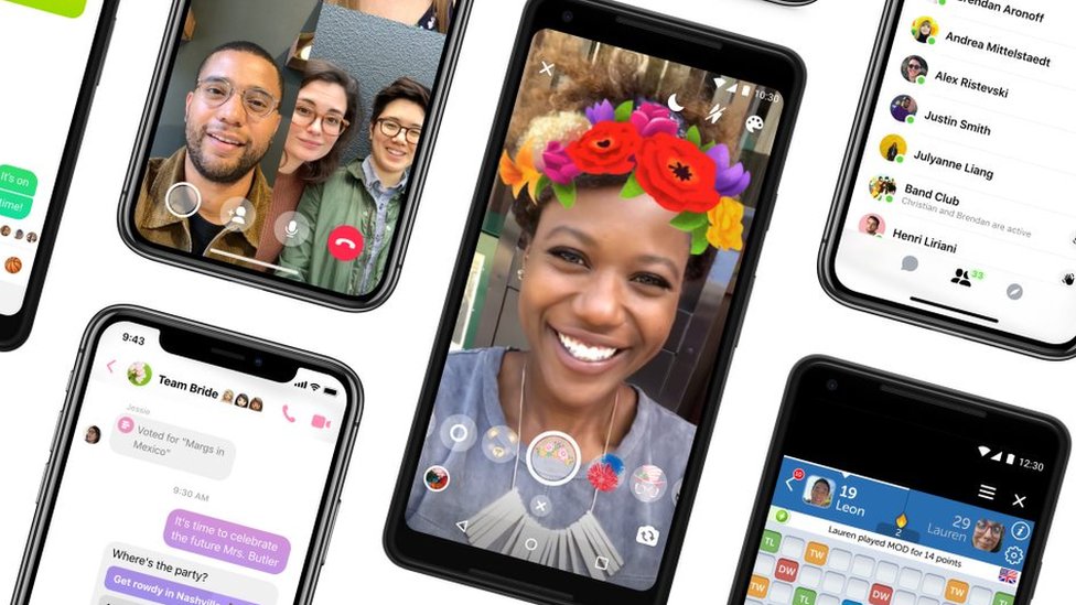Imagen de celulares con la aplicación abierta de Messenger