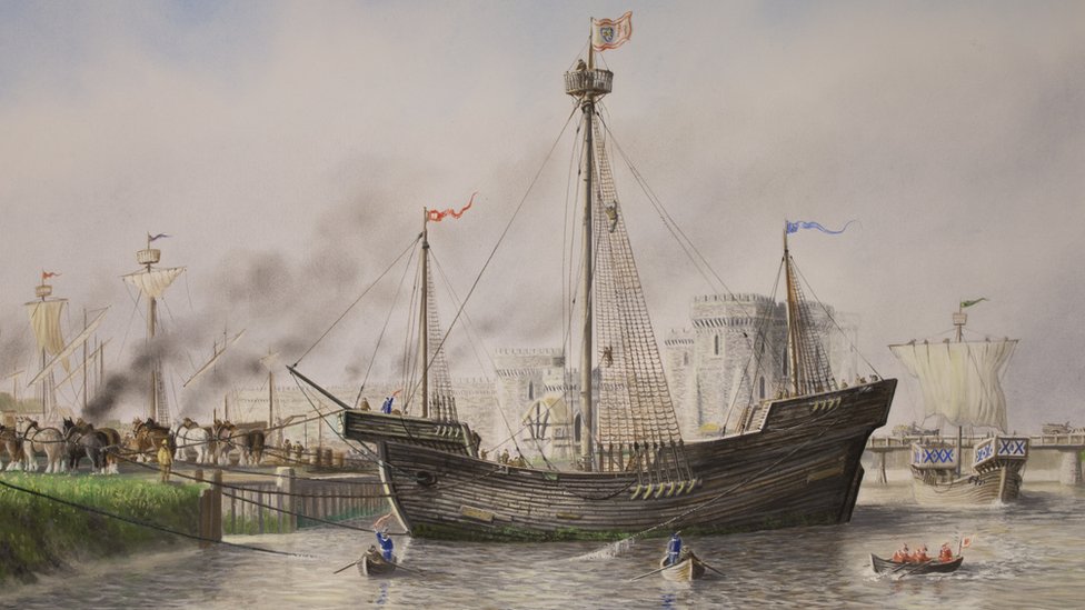 Как корабль Ньюпорта мог выглядеть, когда он пришвартовался в Ньюпорте в 15 веке