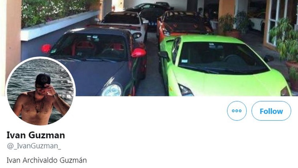 Twitter feed of Sinaloa cartel member, Ivan Guzman