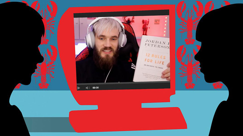 Pewdiepie con el libro de Peterson