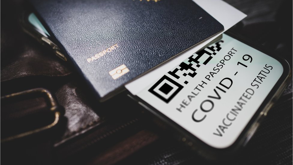 Passport and QR code for a Covid certificate