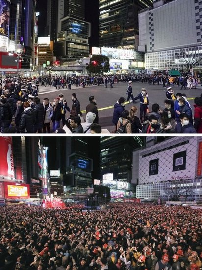 Celebración de Año Nuevo en Japón en 2021 y en 2020