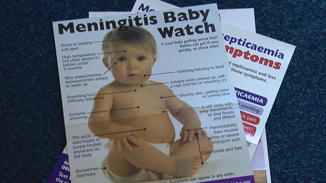Leaflet detailing meningitis symptoms in babies