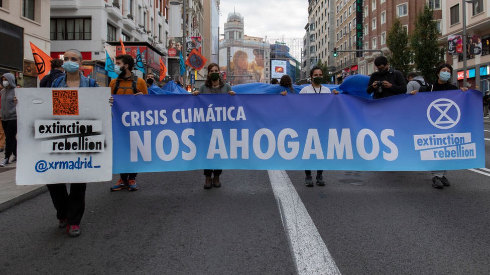 Protesta contra el cambio climático en Madrid.