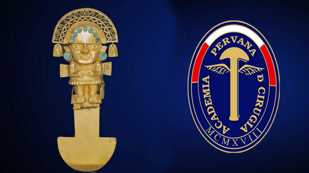 Tumi inca e emblema da Academia Peruana de Cirurgia