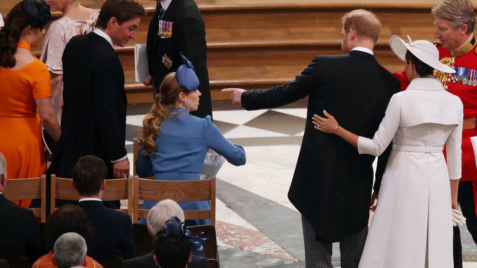 Prince Harry and Meghan take their seats at St Paul's