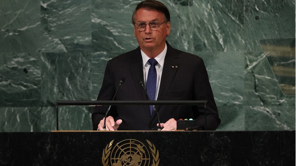 Jair Bolsonaro durante discurso na ONU