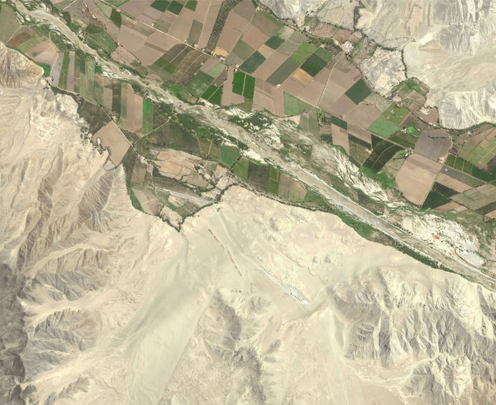 Una vista aérea de Caral, en Perú