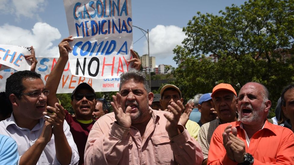 Una protesta contra la escasez en Venezuela