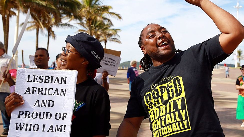 Manifestación a favor de los derechos de la población LGTBI en Sudáfrica.