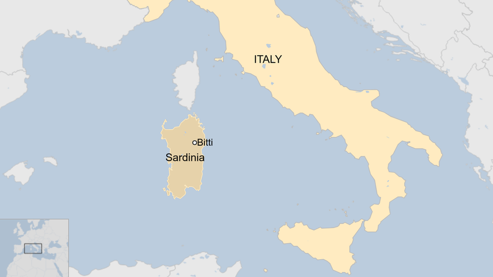 Карта итальянского города Битти в провинции Нуоро на Сардинии