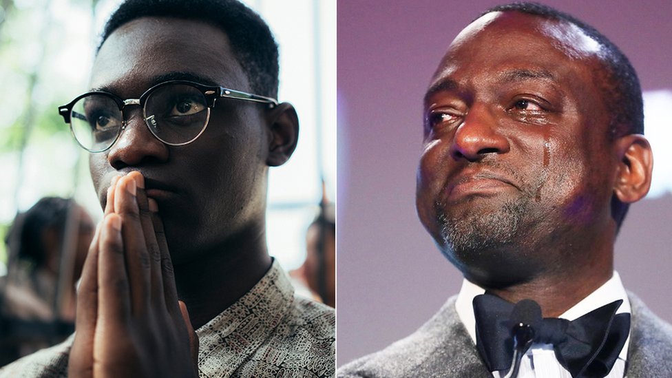 Ethan Herisse as Yusef Salaam in When They See Us and the real Yusef Salaam now