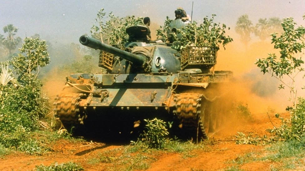 A Sri Lankan army tank in 1995 during the civil war