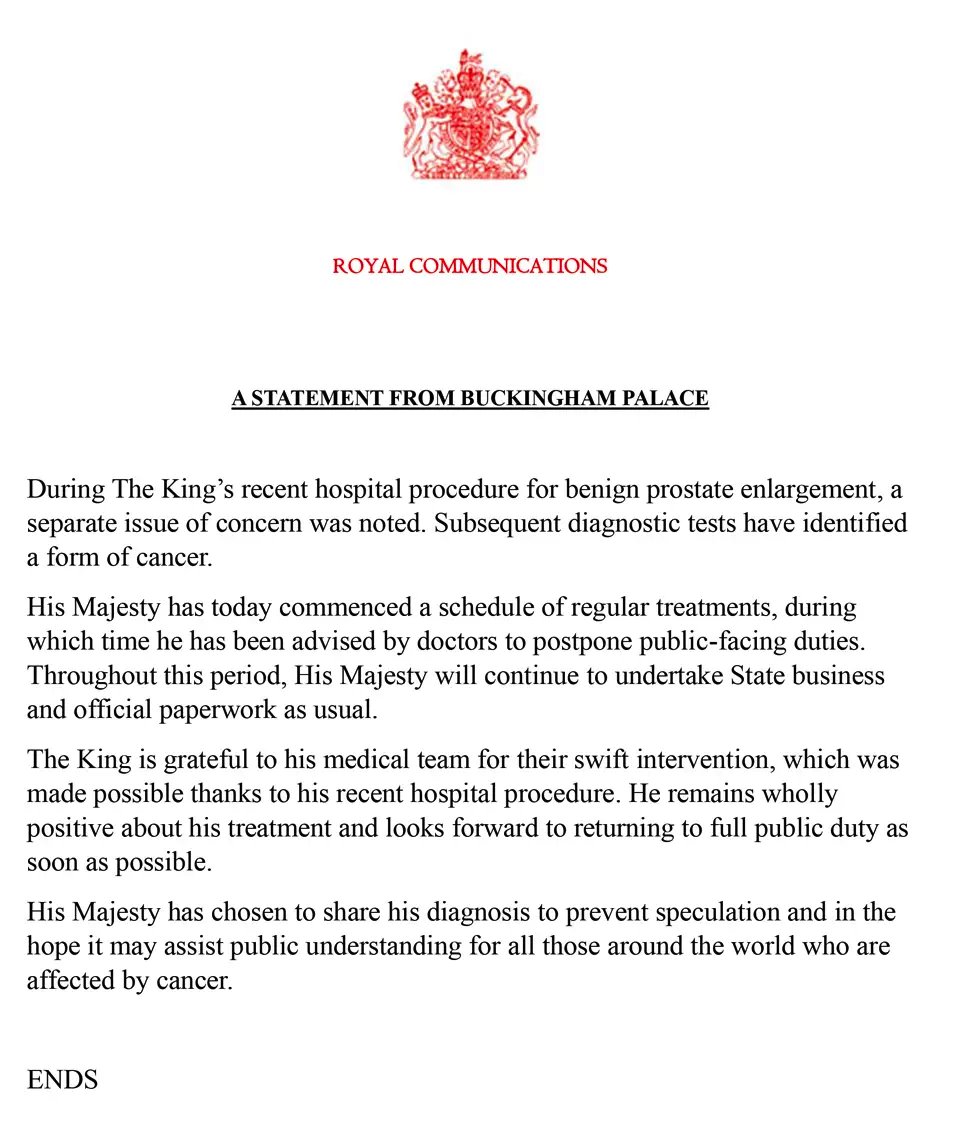 Official Buckingham Palace statement