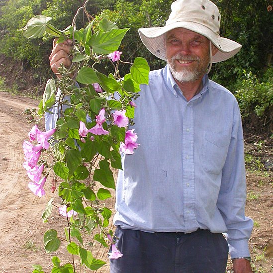 John Wood con un ejemplar de Ipomoea oranensis
