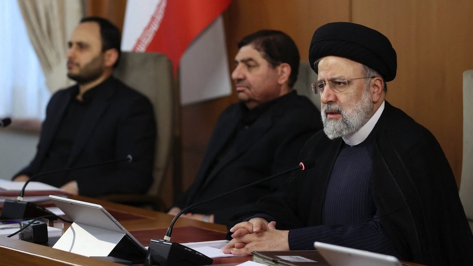 Iranian President Ebrahim Raisi speaks during a meeting with the cabinet in Tehran, Iran, 2 April