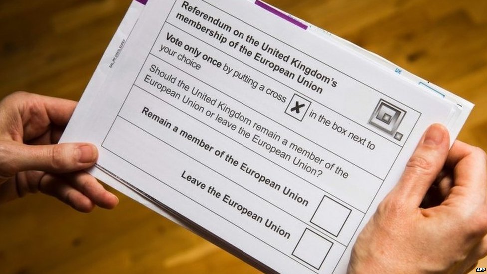 Бюллетень для голосования на референдуме ЕС 2016 года