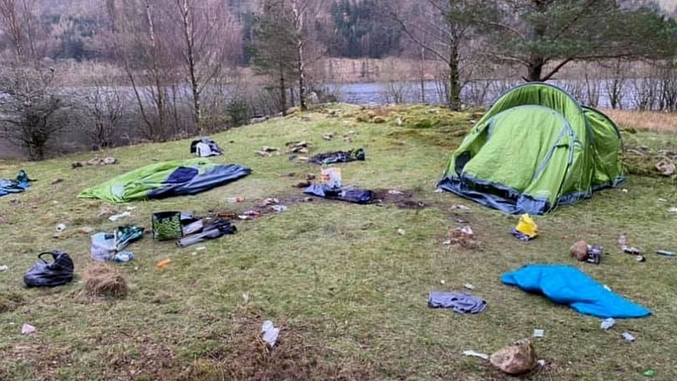 Lake District abandoned campsite shows 'sheer disrespect' - BBC News