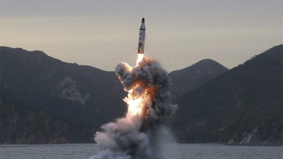 Изображение запуска ракеты в северокорейских СМИ (апрель 2017 г.)