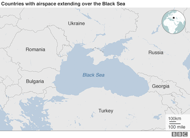 карта с указанием стран, граничащих с Черным морем
