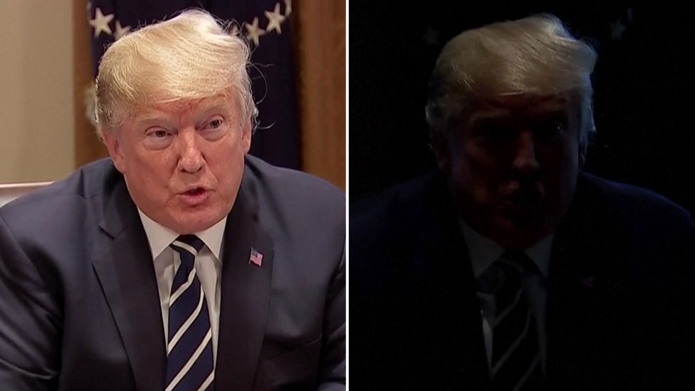 Uporedne slike Trampa sa i bez svetla