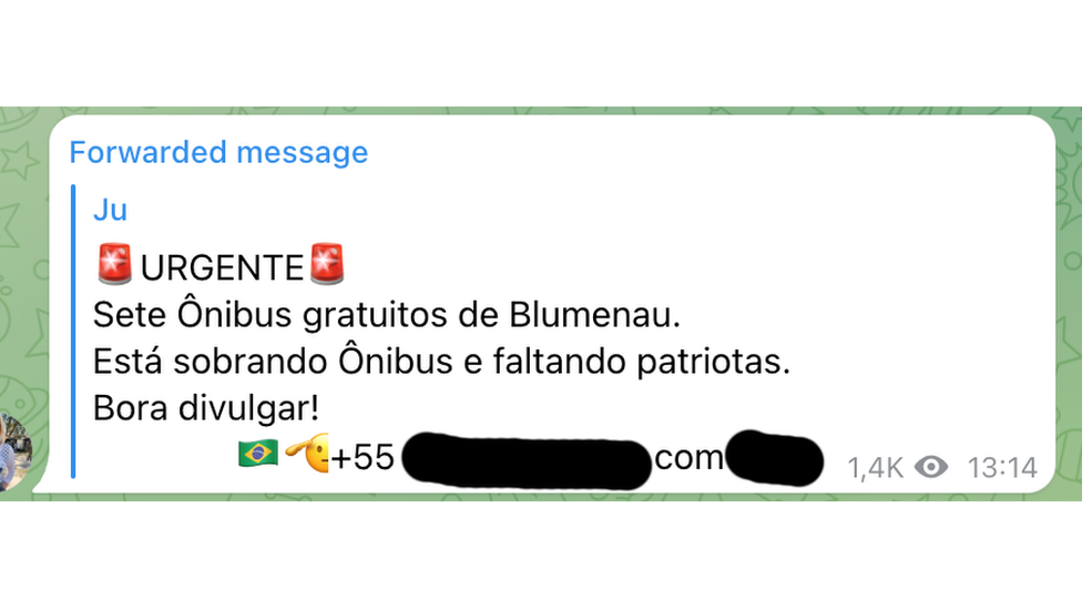 Postagem em grupo de bolsonaristas oferece transporte gratuito para 