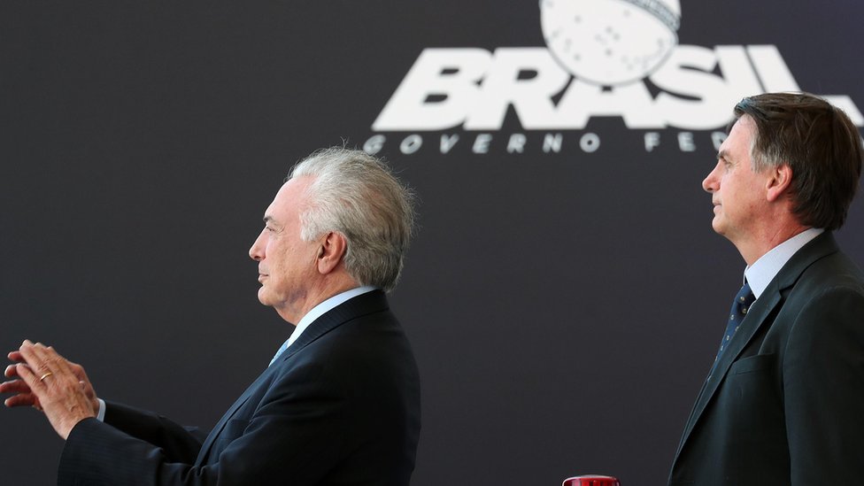 Michel Temer y Jair Bolsonaro durante un evento en Brasilia.
