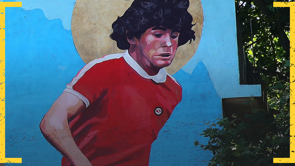Diego Maradona mural outside Argentinos Juniors' ground
