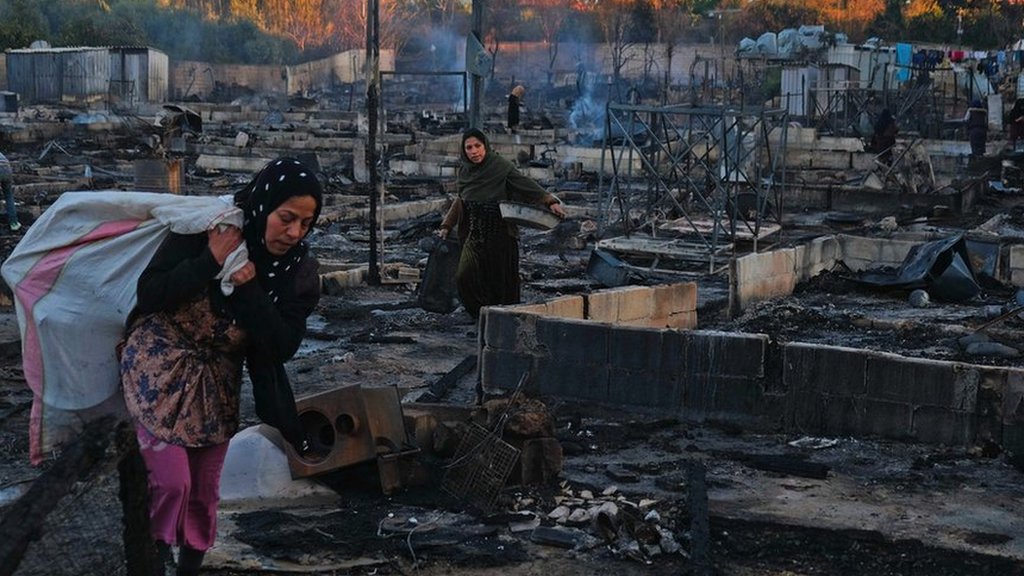 إحراق مخيم للاجئين السوريين في لبنان "إثر مشاجرة"