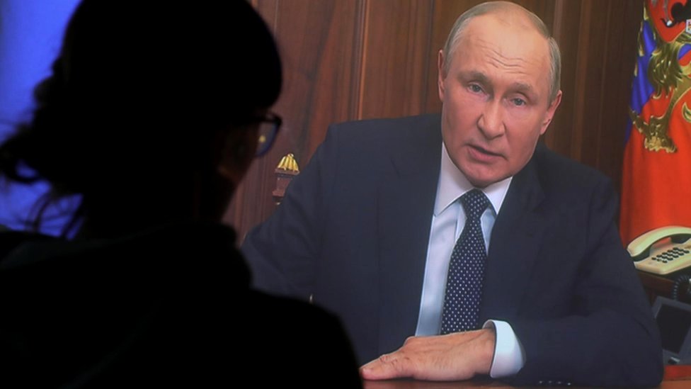 Vladimir Putin en su discurso en la TV el 21 de septiembre.