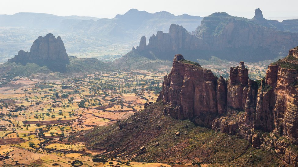 A mountainous landscape in Tigray, Ethiopia