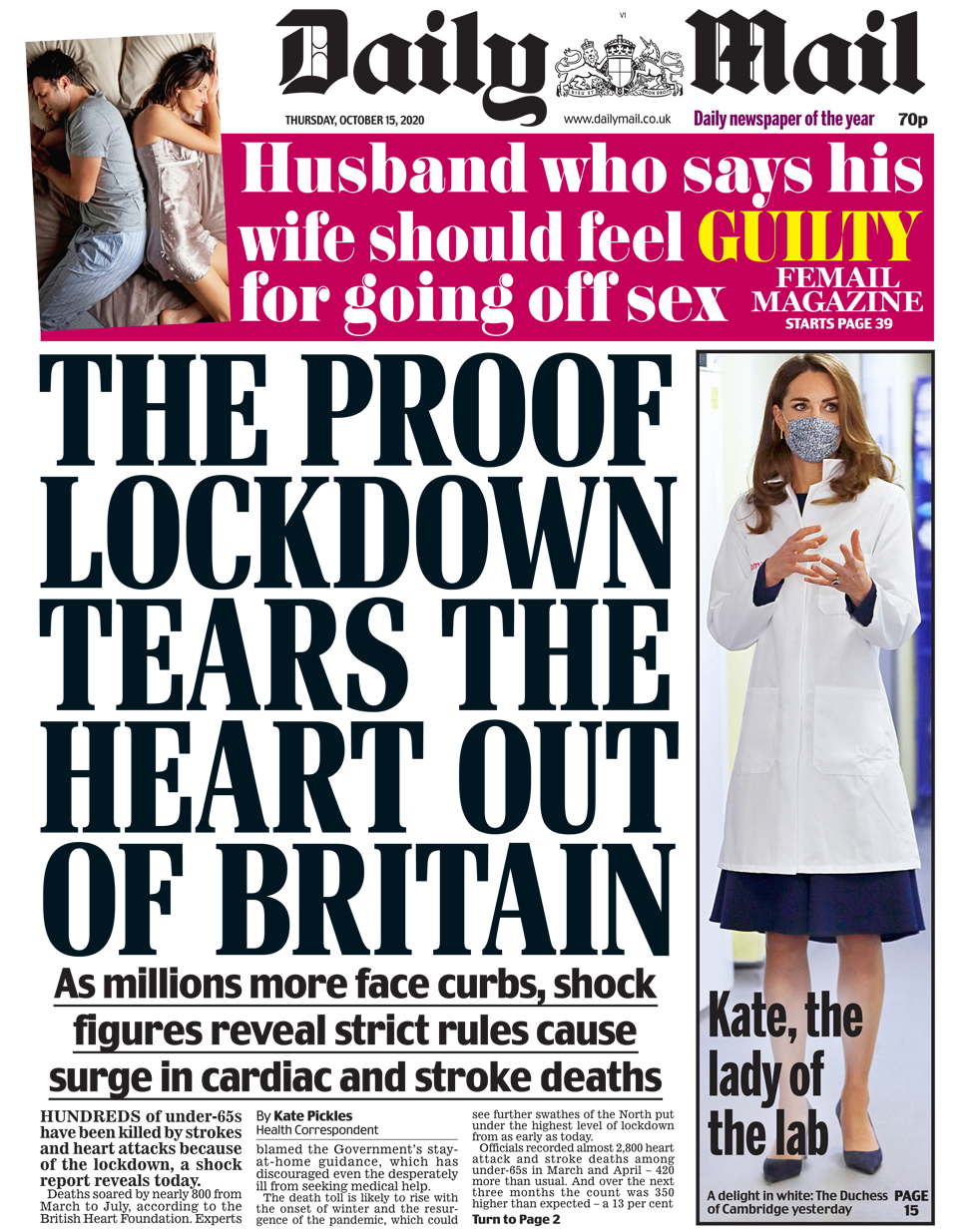 Daily Mail front page 15/10/20
