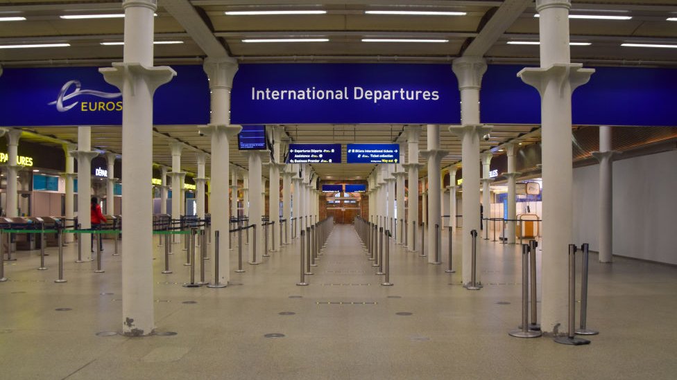 Empty Eurostar departure hall at St Pancras, London, on 25 November 2020