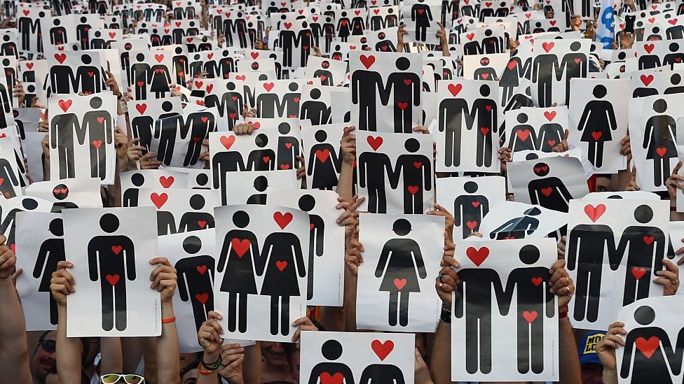 El reconocimiento de las uniones homosexuales es muy reciente. Protesta