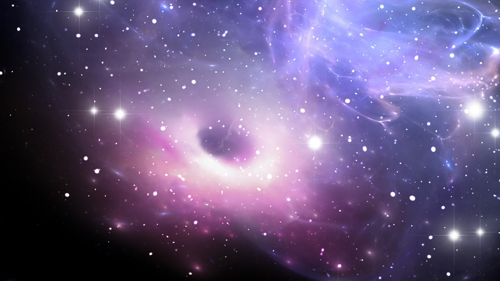 Agujero negro. "Cuando se enseña y se aprende ciencia, incluso ciencia dura como la química y la física, es muy importante usar las metáforas adecuadas ". Ilustración de un agujero negro