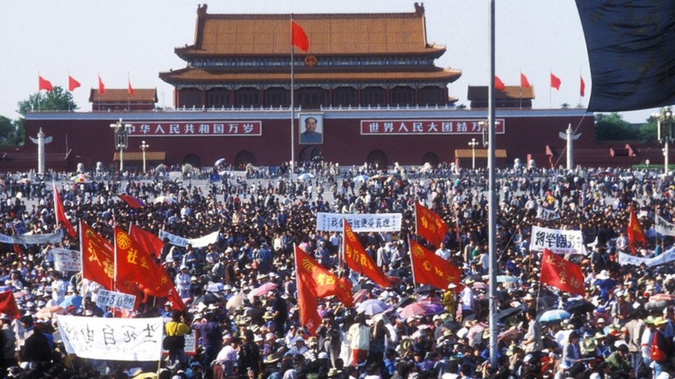 Plaza de Tiananmen en mayo de 1989.