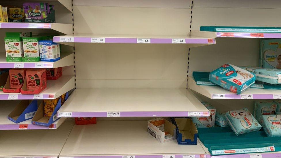 Sainsbury's empty shelves