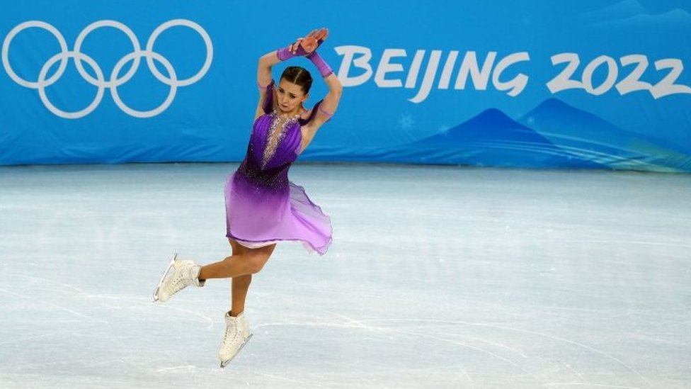 Kamila Valíyeva en los Juegos Olímpicos de Invierno Beijing 2022.