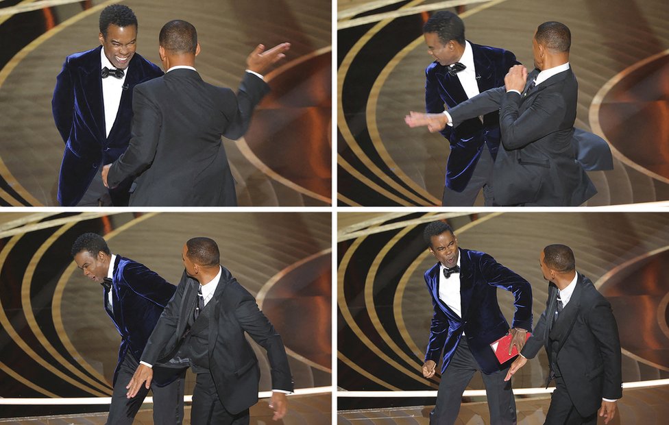 Will Smith hitting Chris Rock at the Oscars