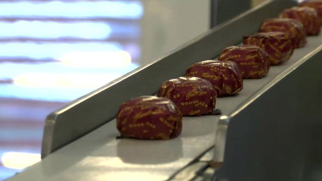 Chocolates on production line