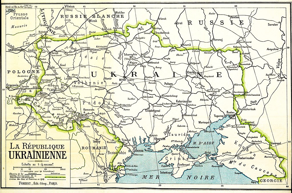 Fronteras propuestas presentadas por la delegación de Ucrania en la Conferencia de Paz de París en 1919.