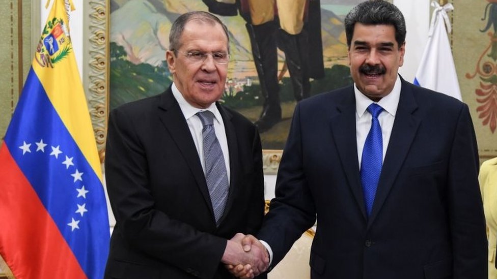 Министр иностранных дел России Сергей Лавров (слева) и президент Венесуэлы Николас Мадуро в Каракасе. Фото: 7 февраля 2020 г.