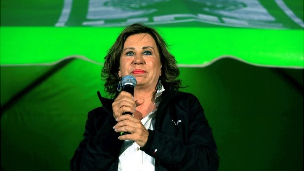 Кандидат в президенты Гватемалы от партии Union Nacional de la Esperanza, Сандра Торрес, выступает во время предвыборного мероприятия в районе Ла Реформита города Гватемала, Гватемала, 8 июня 2019 г.