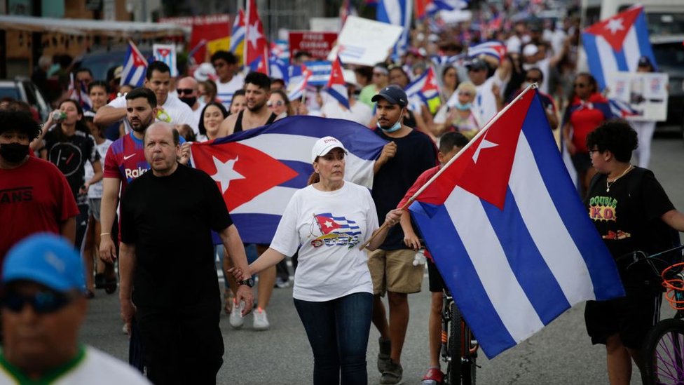 Manifestación a favor de la democracia en Cuba.