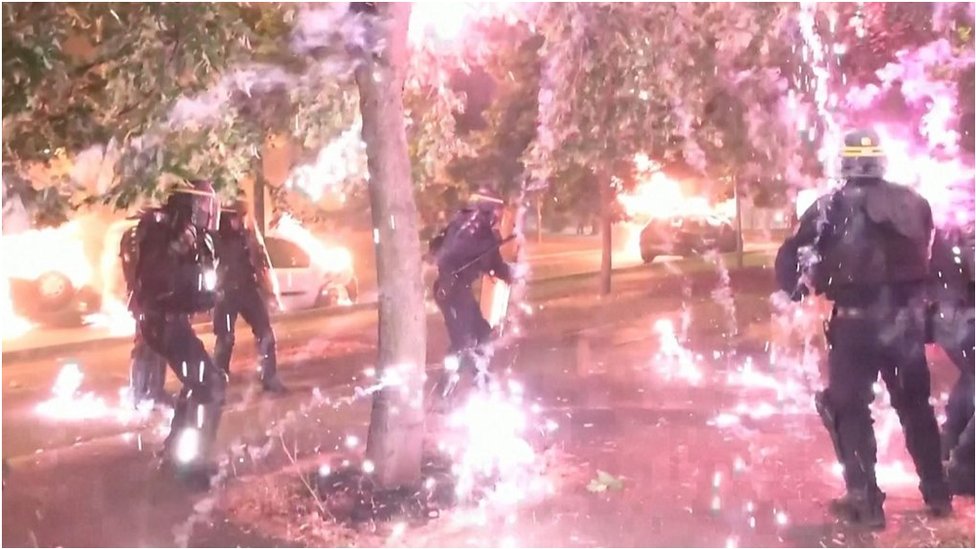 Watch: Rioters hurl fireworks at police in France