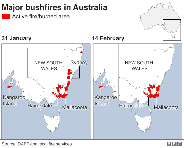 График AS показывает пожары в Австралии