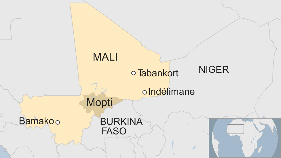 Карта Мали и ее соседей Буркина-Фасо и Нигер