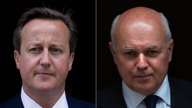David Cameron and Iain Duncan Smith split screen