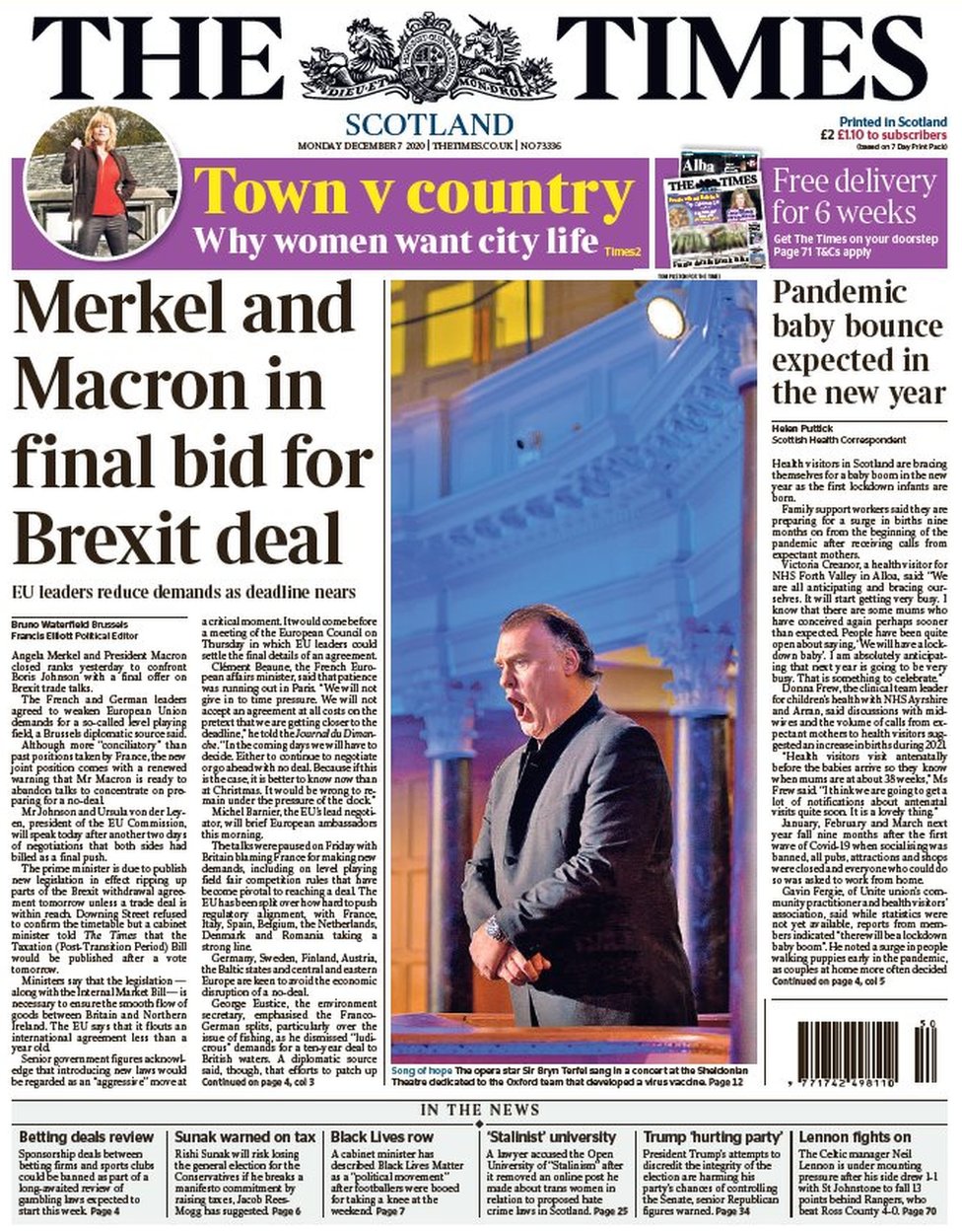 Scotland's papers Brexit talks 'to the wire' and Covid tiers BBC News